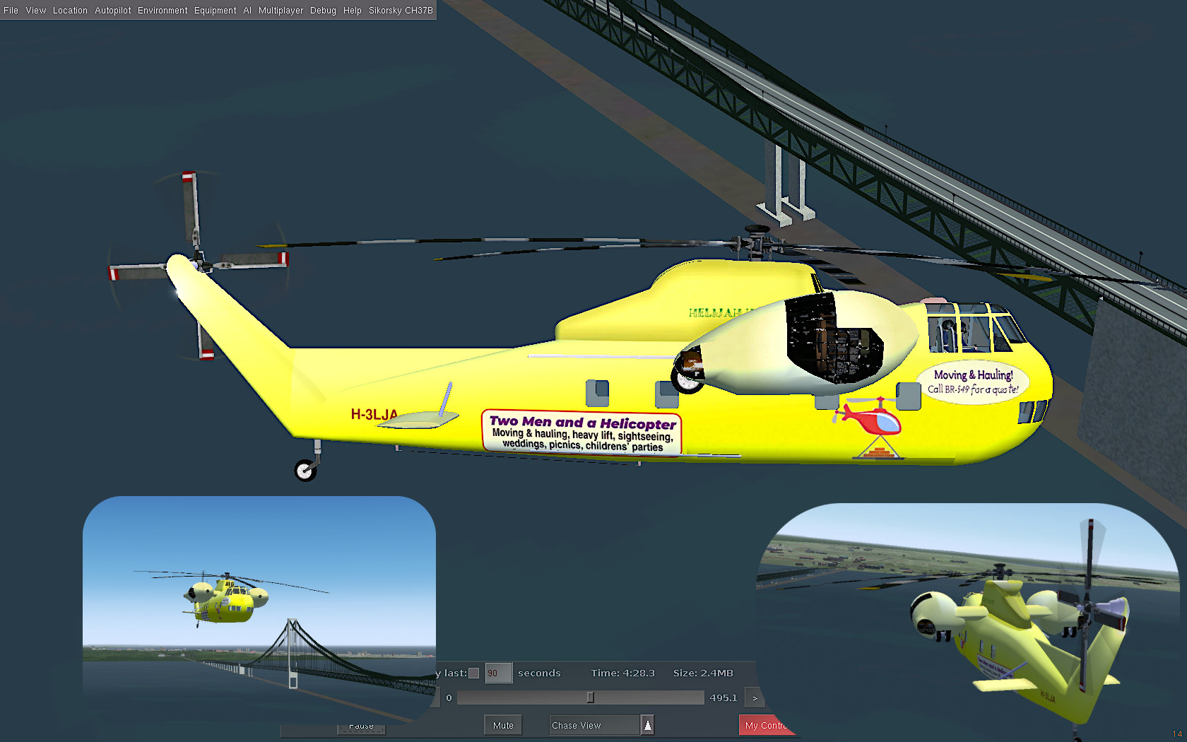 Helijah's S-37 (tail nbr H-3LJA) out of KMCD and looking at David Megginson's marvelous bridge!