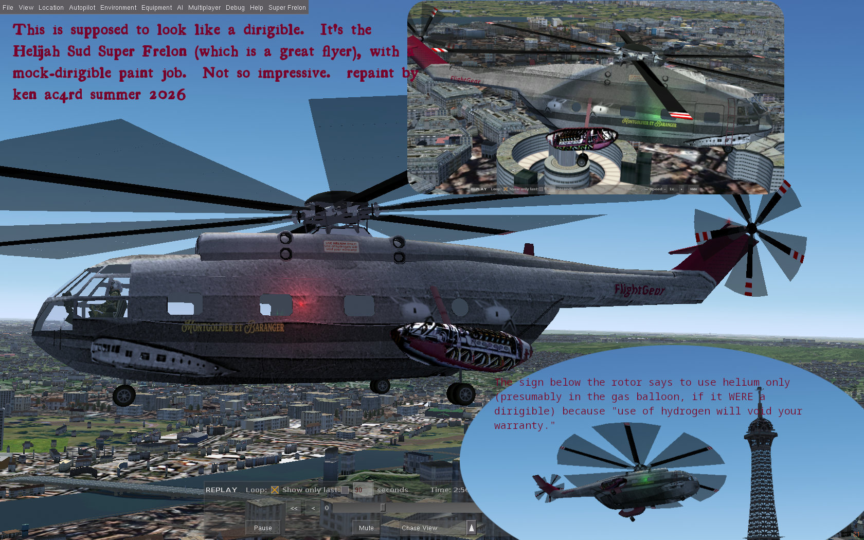 Repainted Frelon; supposed to look like a dirigible.  My bad.