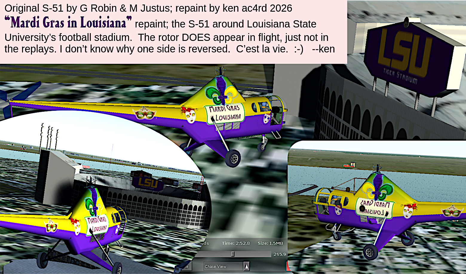 Sikorsky S-51 in "Mardi Gras in Louisiana" repaint