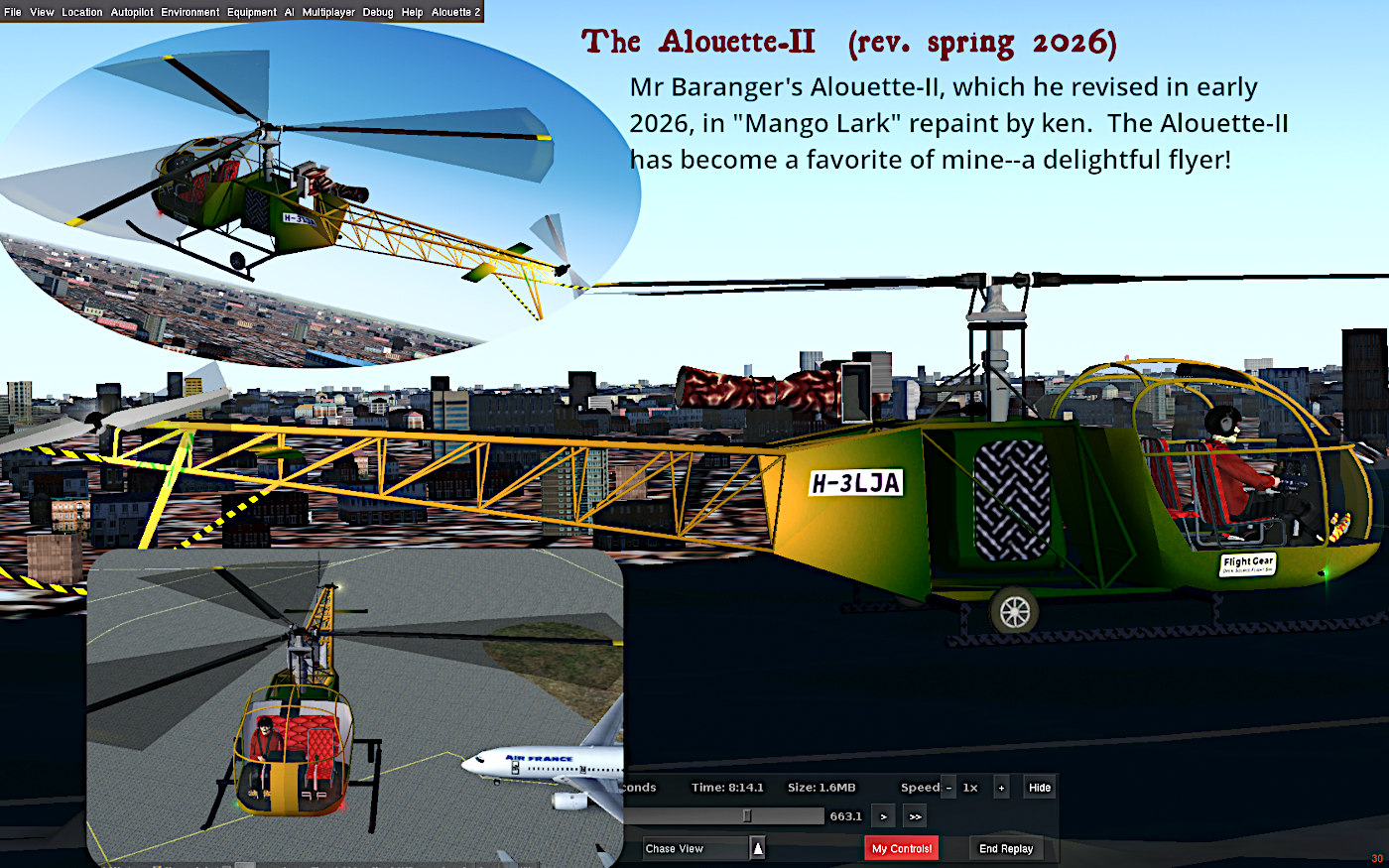 Helijah's Alouette-II in "mango lark" repaint