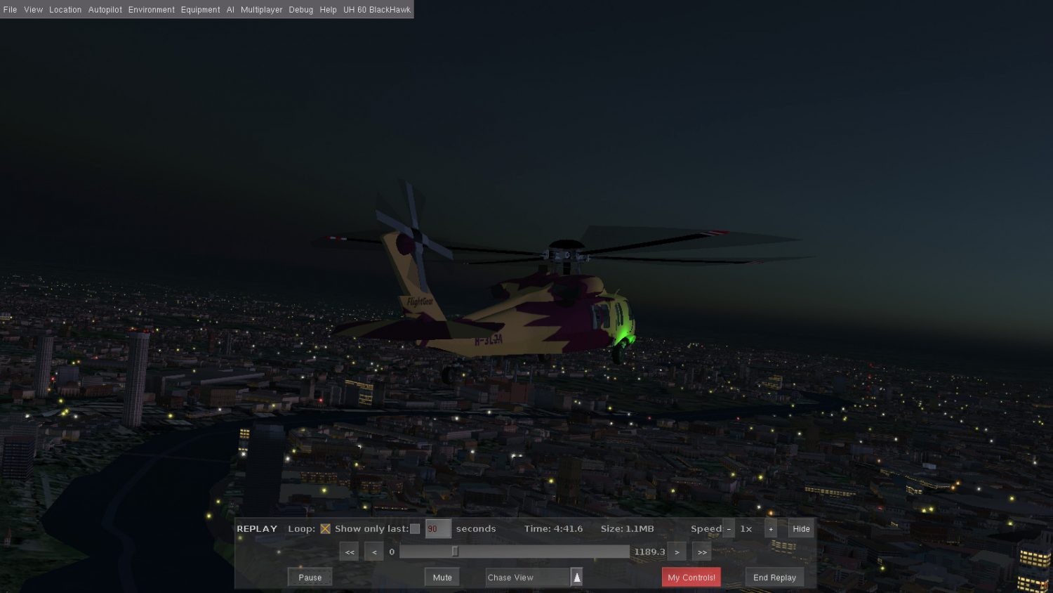 Helijah's UH-60 at dusk; repaint in LSU colors by ken
